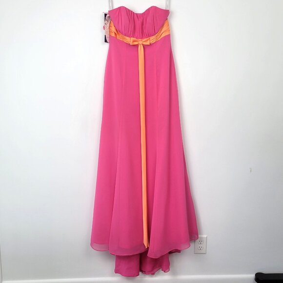 Alfred Angelo Bridesmaid Dress Pink & Orange Strapless Gown NWT - Picture 2 of 11